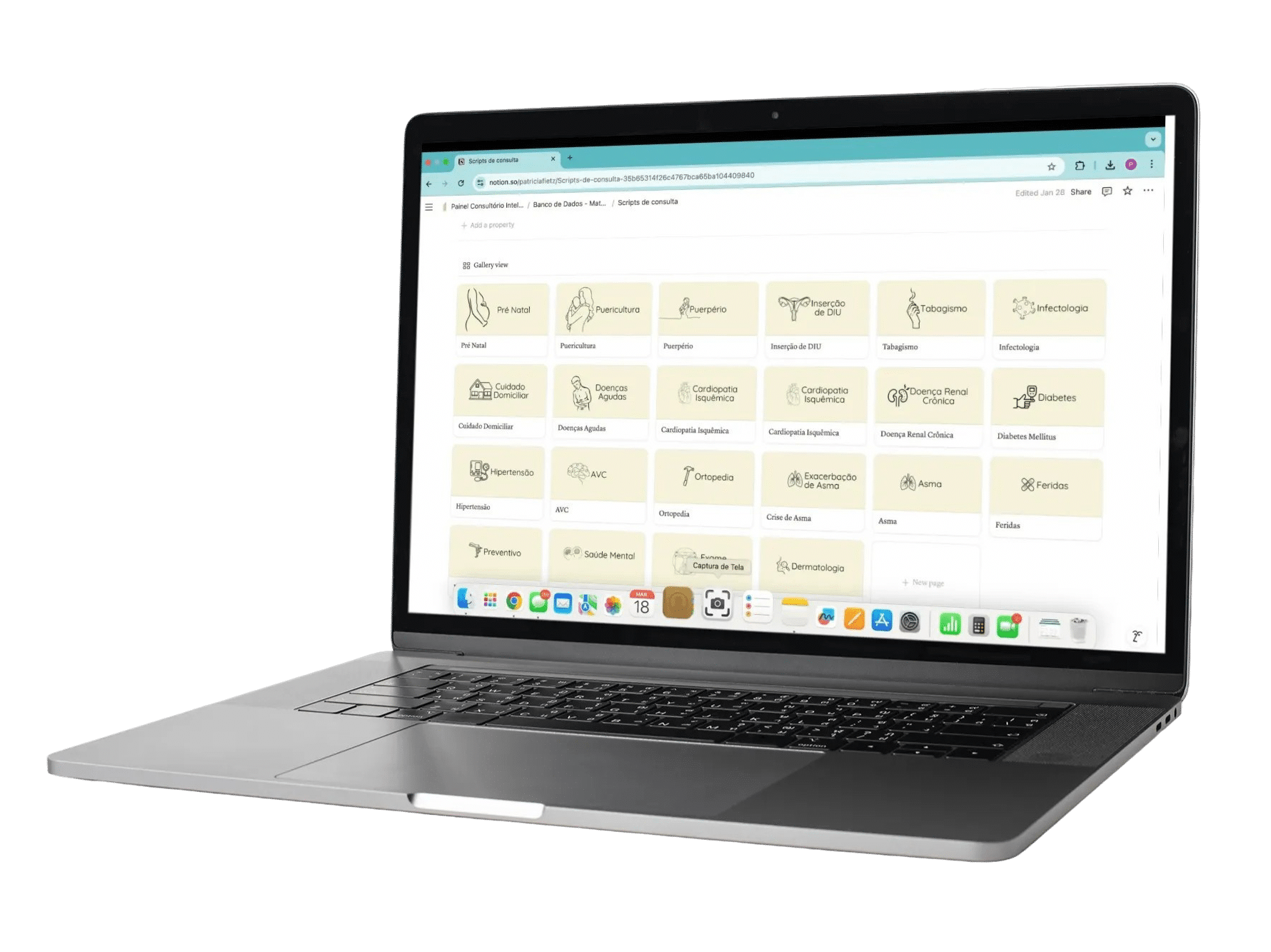 Painel Consultório Inteligente no MacBook